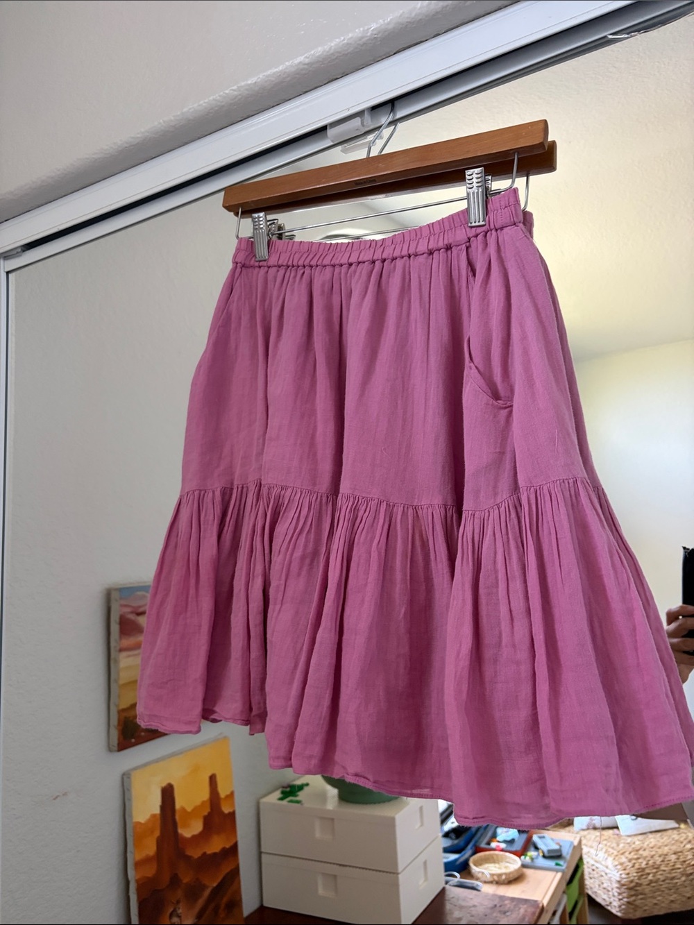 Loup Charmant Mauve Pink Tiered Mini Skirt